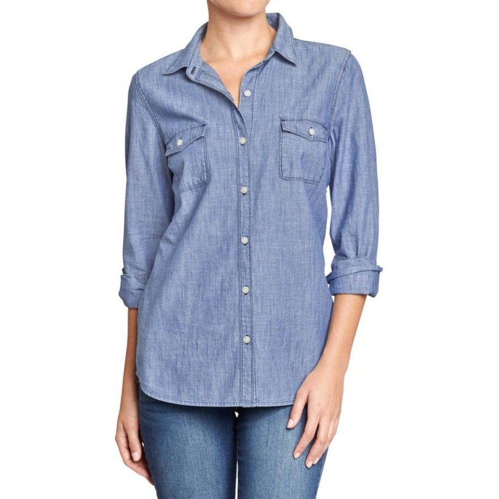 Old Navy Light Blue Chambray Button-Down Shirt